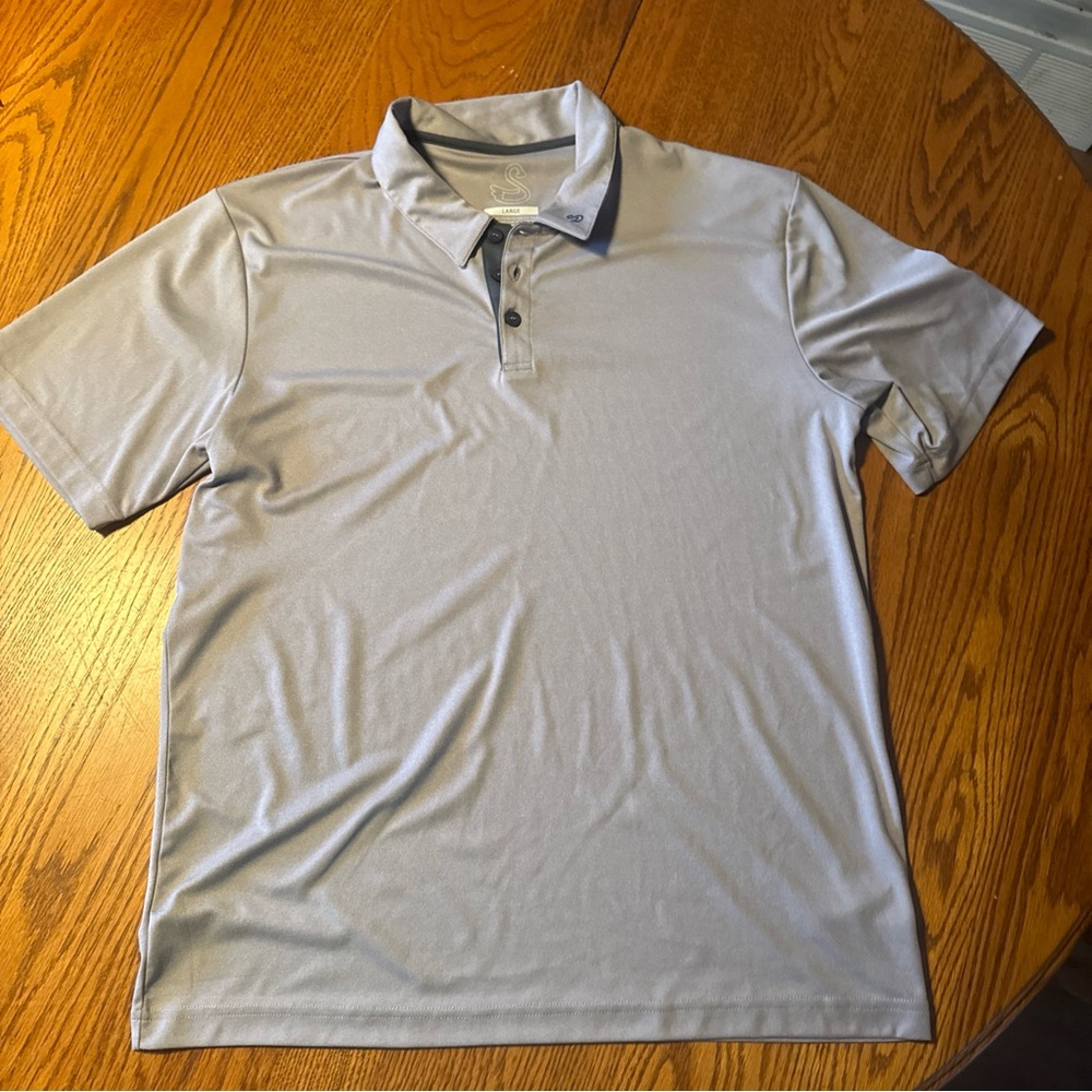 Men's Light Gray Lavender Polo with Dark Trim - Soft Performance Fabric